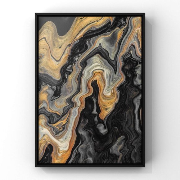 Black Gold Contemporary Luxury Abstract Art Print - Picture 1 of 4